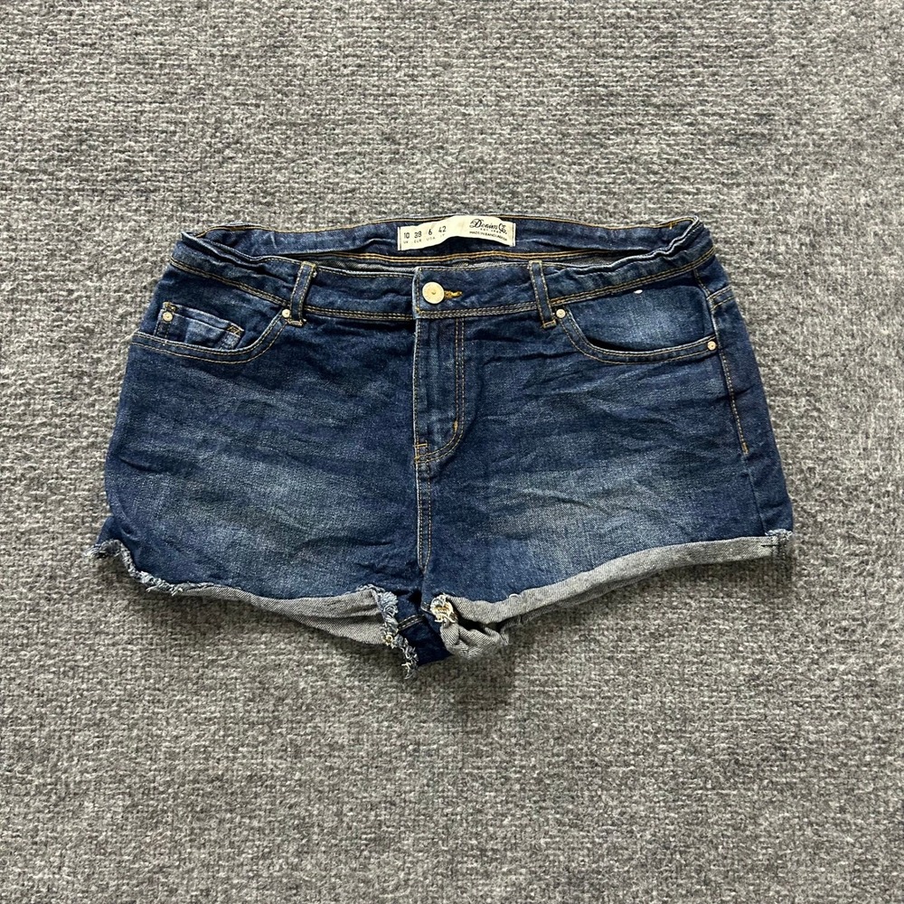 Denim Co. Jean Shorts Womens Size 6 Blue Dark Wash Raw Hem Casual Mini Denim
